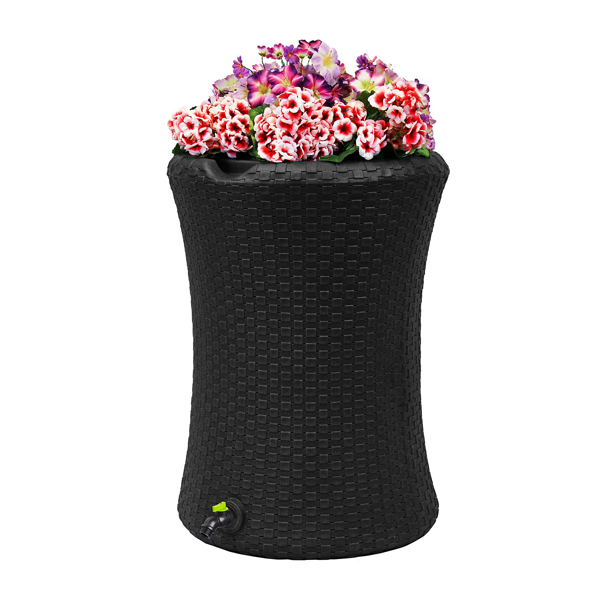 Good Ideas Impressions Eco Nantucket Rain Saver Barrel — 50 Gallon, Recycled Material, Black, Model# GI-REC-N50-BLK